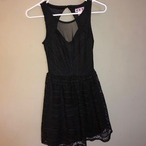 Three pink hearts black dress